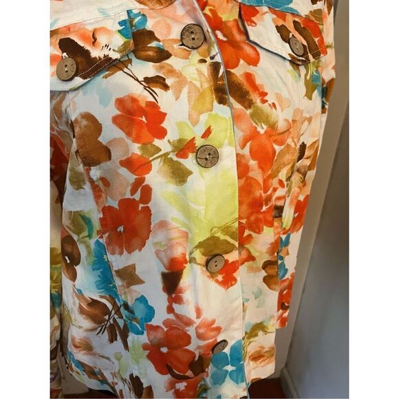 Coldwater Creek Jacket Buttons Leafy Floral Print Size Medium - Picture 6 of 11